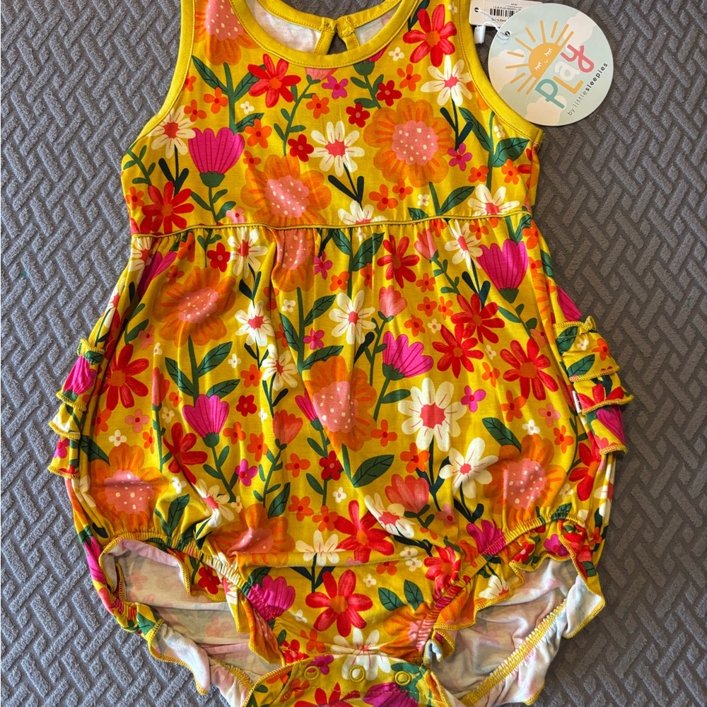 Little Sleepies Floral Bubble Romper Size 2T